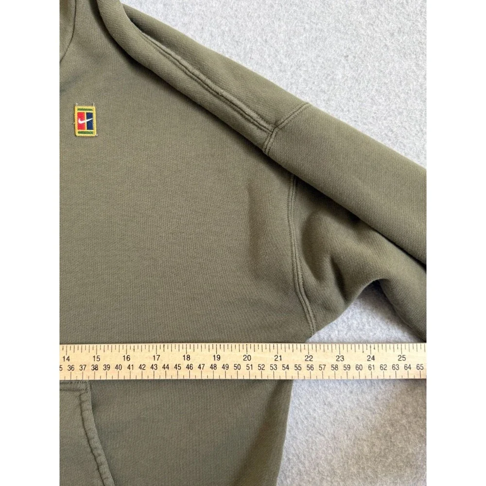 Nike Court Heritage Fleece Hoodie Mens M Olive Green Pullover Sweatshirt